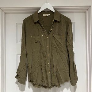 Olive green with gold details - Michael Kors button down size M